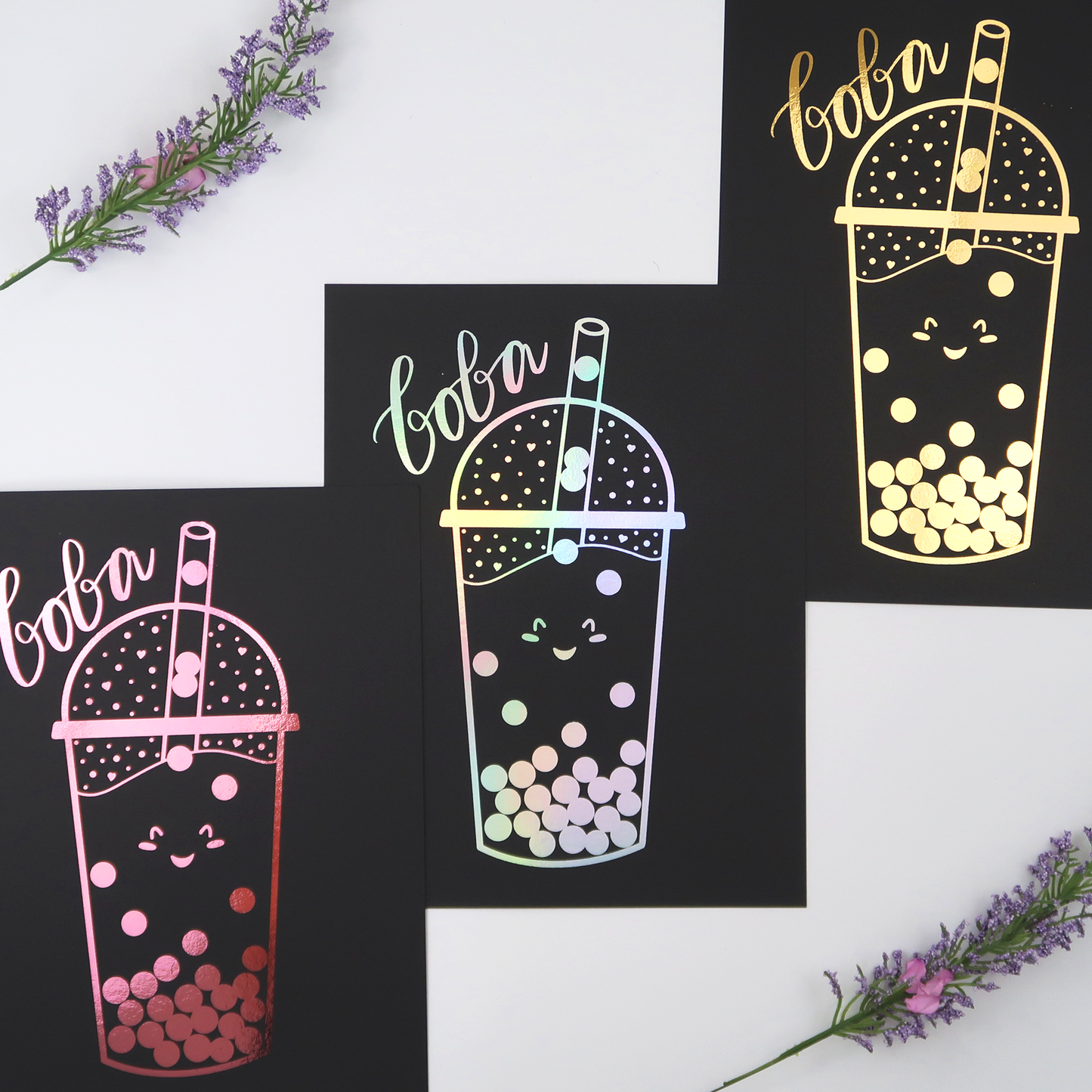 Happy Boba Foil Print