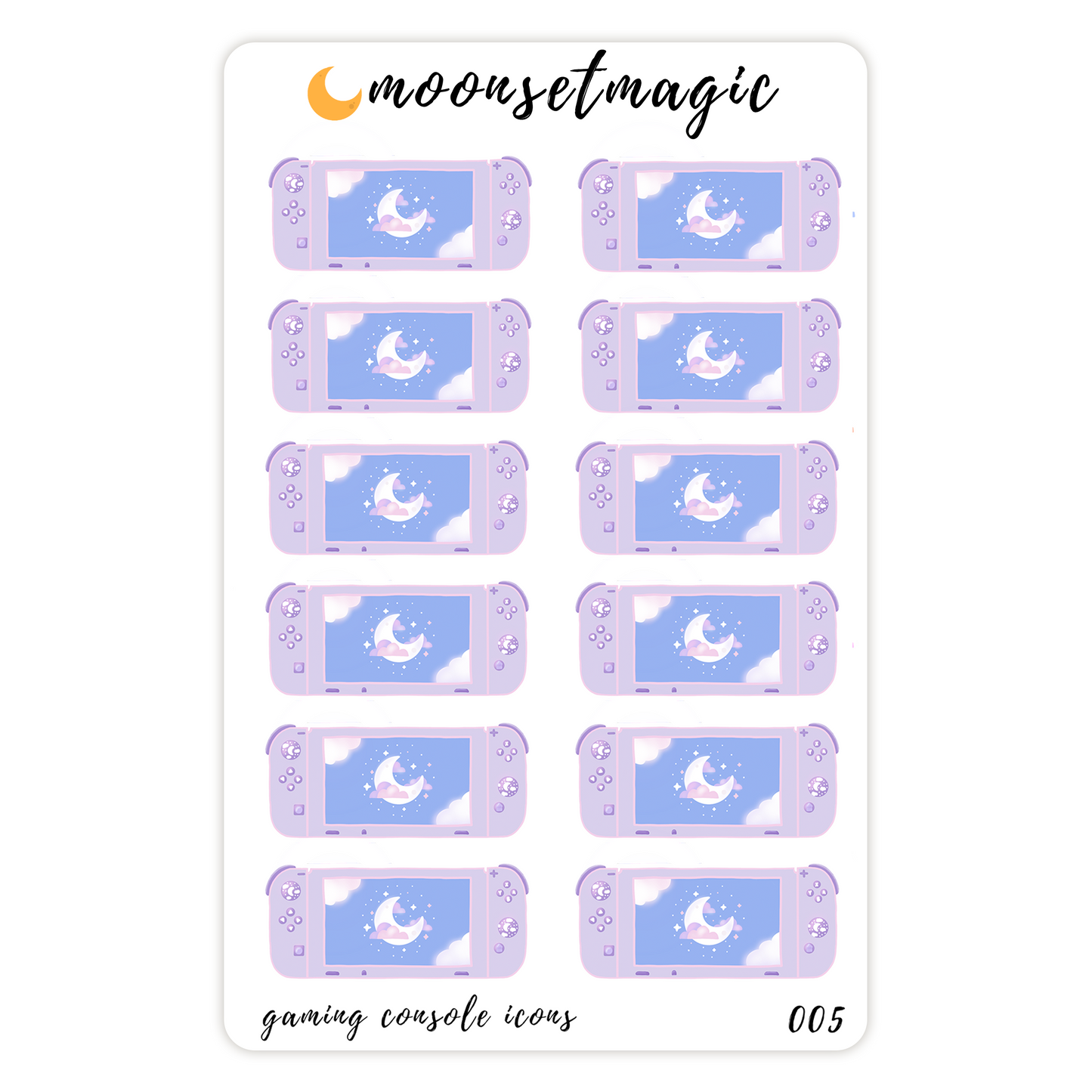 Gaming Console Icons Sticker Sheet